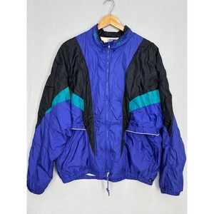 Asics Gore-Tex Windbreaker Jacket Mens Blue Black Colorblock Hooded Vintage 90s